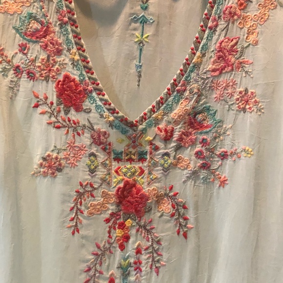 Johnny Was tunic. Beautiful sky blue embroidered - Picture 2 of 4
